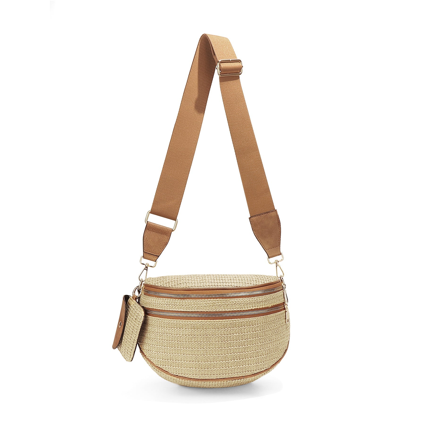 Geruite Crossbody Riemtas voor Dames - Ruime Heuptas voor Moeders & Dagelijks Reizen