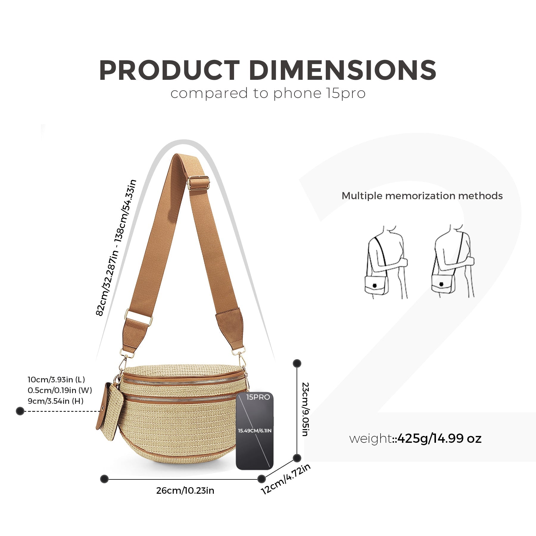 Geruite Crossbody Riemtas voor Dames - Ruime Heuptas voor Moeders & Dagelijks Reizen