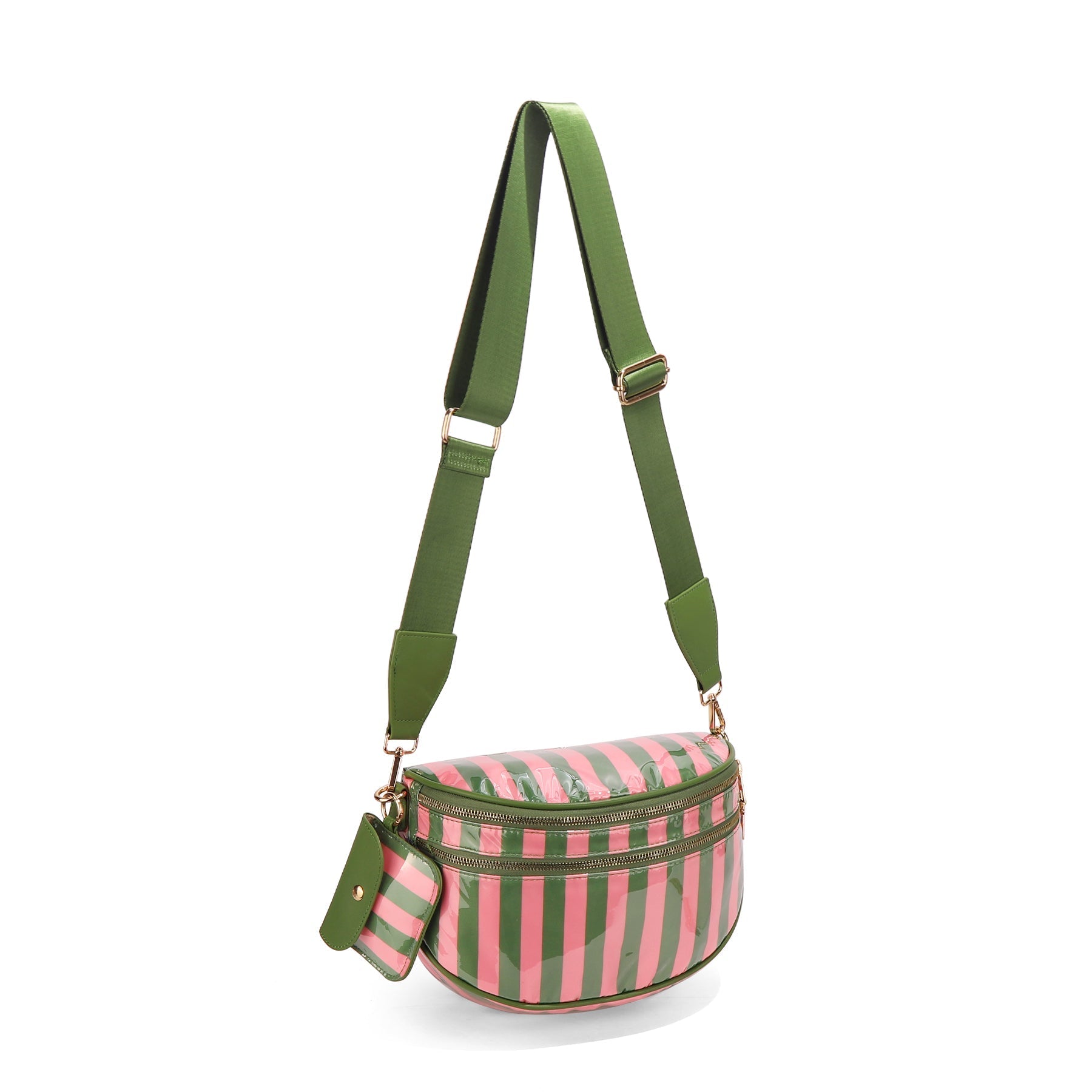 Geruite Crossbody Riemtas voor Dames - Ruime Heuptas voor Moeders & Dagelijks Reizen