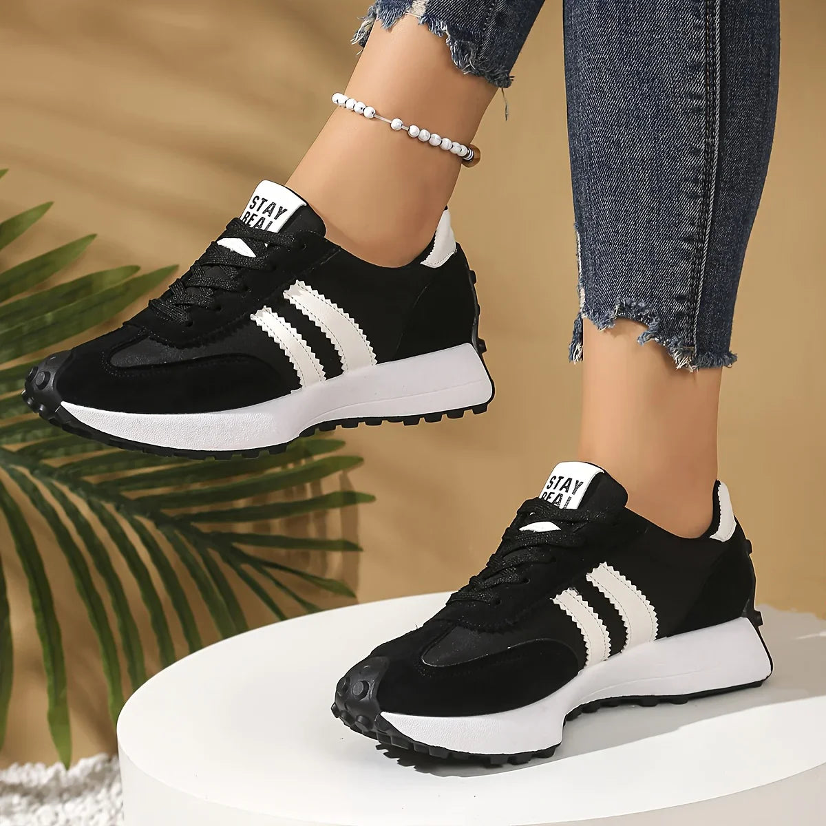 CloudLane gestreepte casual outfit | Zwart