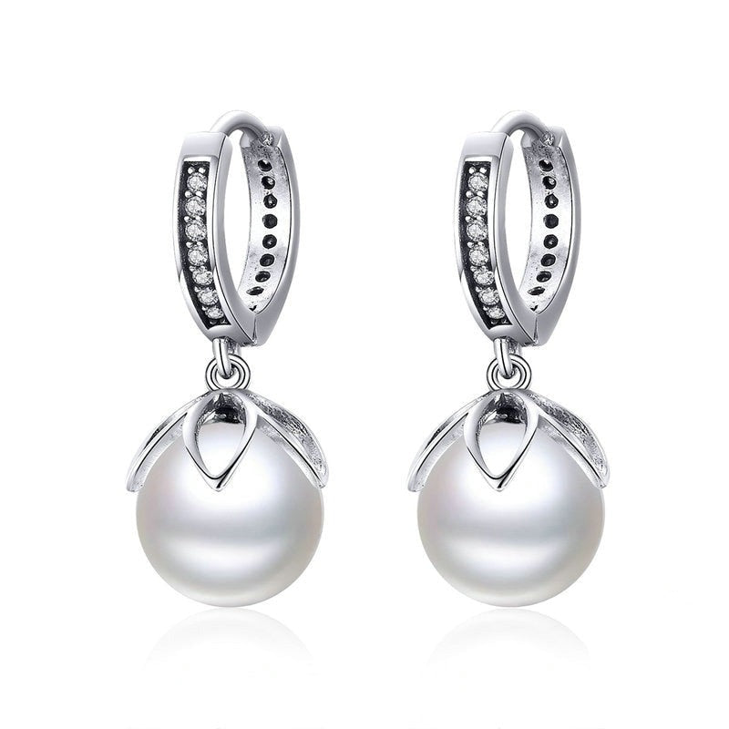 Brinco Argola de Prata com Pérola Prata 925 - ByFirenzzi