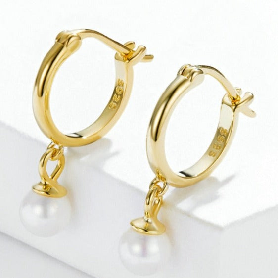 Brinco de Argola met Pérola Banhado a Ouro 18k - ByFirenzzi