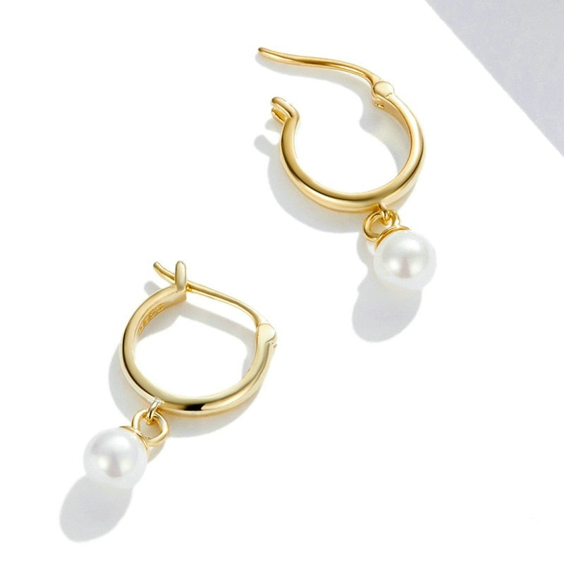 Brinco de Argola met Pérola Banhado a Ouro 18k - ByFirenzzi