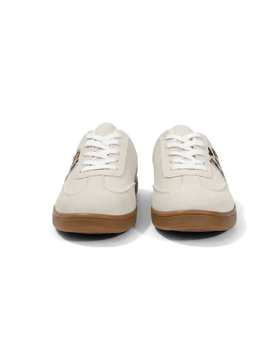 Harbor Court beige sneakers met luipaardprint en rubberen zool