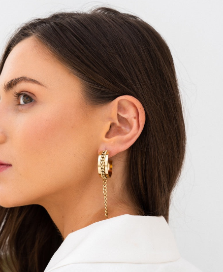 Brincos Pendentes Helena Banhado en Ouro 18k - ByFirenzzi