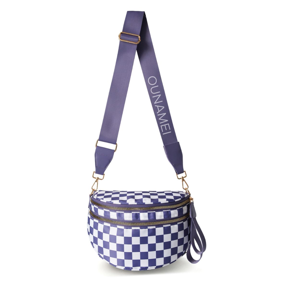 Geruite Crossbody Riemtas voor Dames - Ruime Heuptas voor Moeders & Dagelijks Reizen