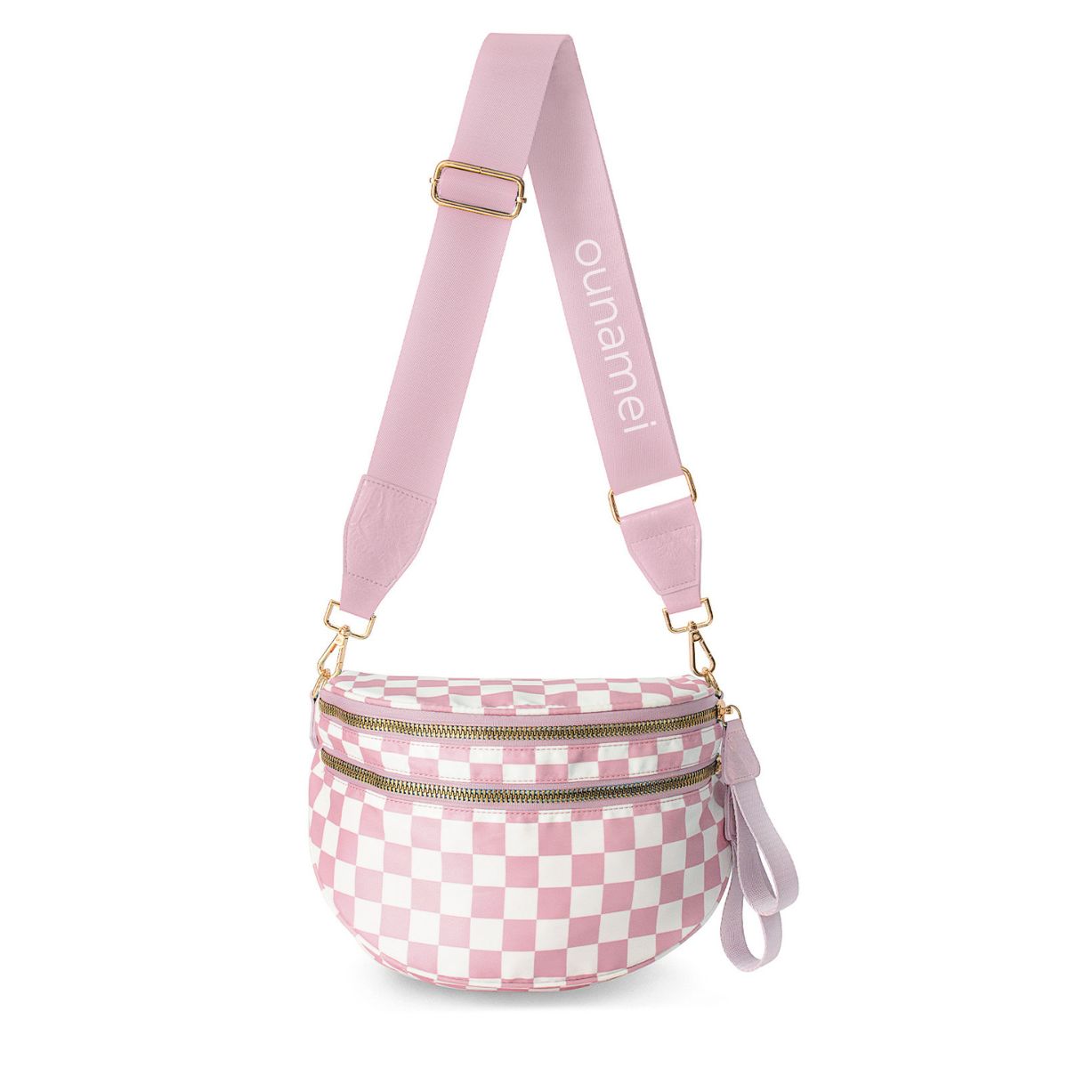 Geruite Crossbody Riemtas voor Dames - Ruime Heuptas voor Moeders & Dagelijks Reizen