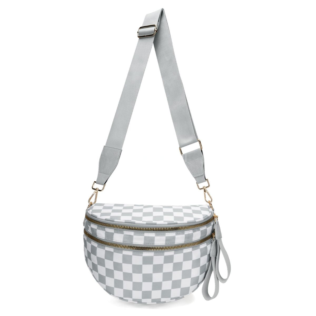 Geruite Crossbody Riemtas voor Dames - Ruime Heuptas voor Moeders & Dagelijks Reizen