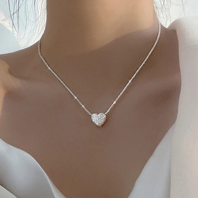 Ketting met kristallen hart van 925 sterling zilver – ByFirenzzi