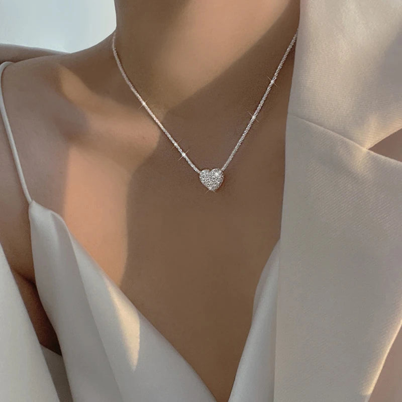 Ketting met kristallen hart van 925 sterling zilver – ByFirenzzi
