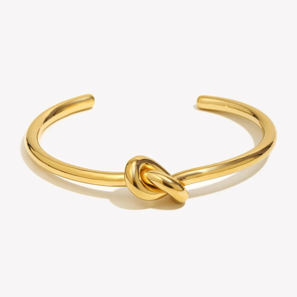 Belle Minimalistische 18K Vergulde Knoop Manchetarmband voor dames