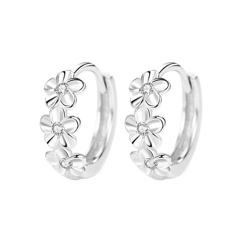 Oorbellen met drie bloemen in 925 sterling zilver – ByFirenzzi