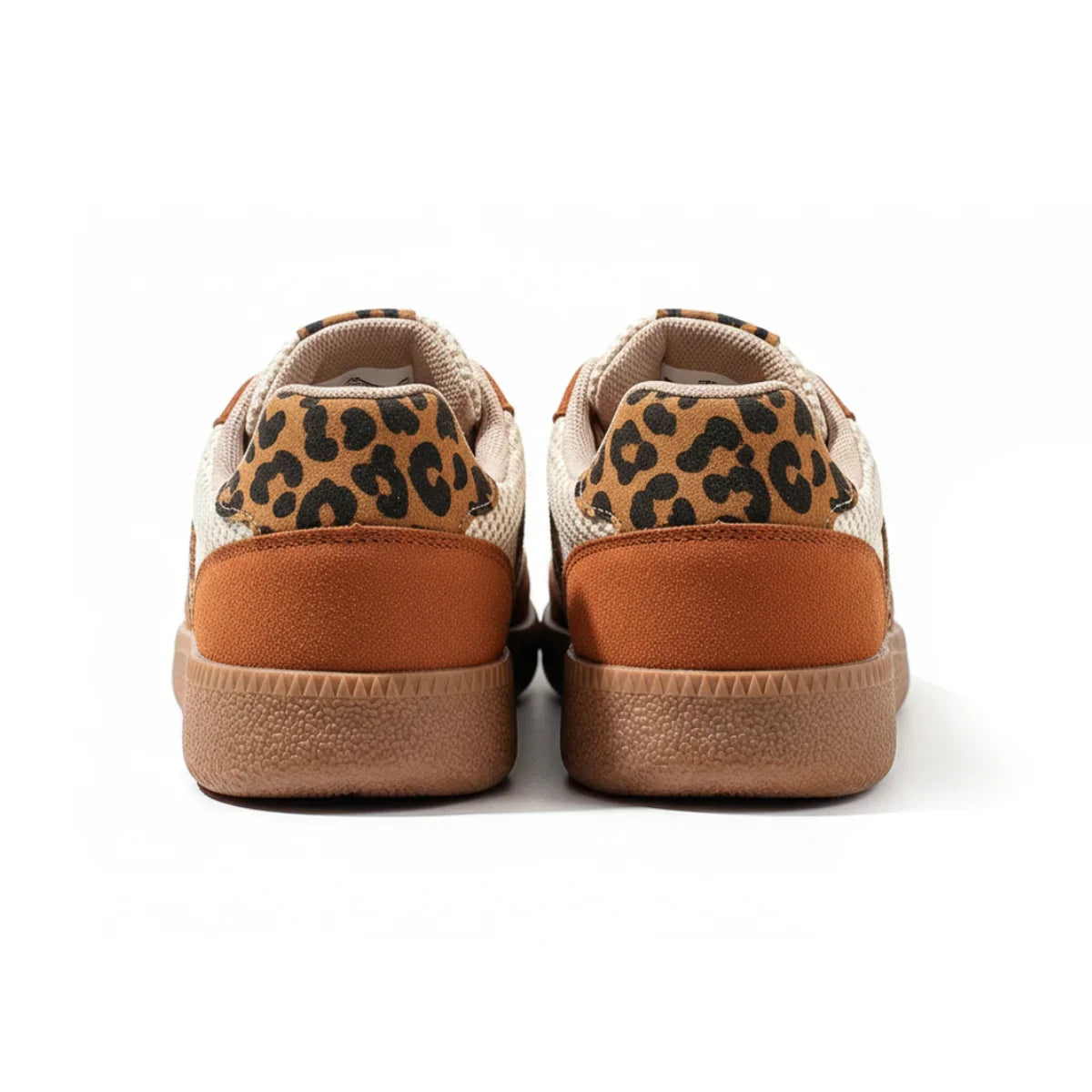 Retro bruin/beige sneakers met luipaardprint