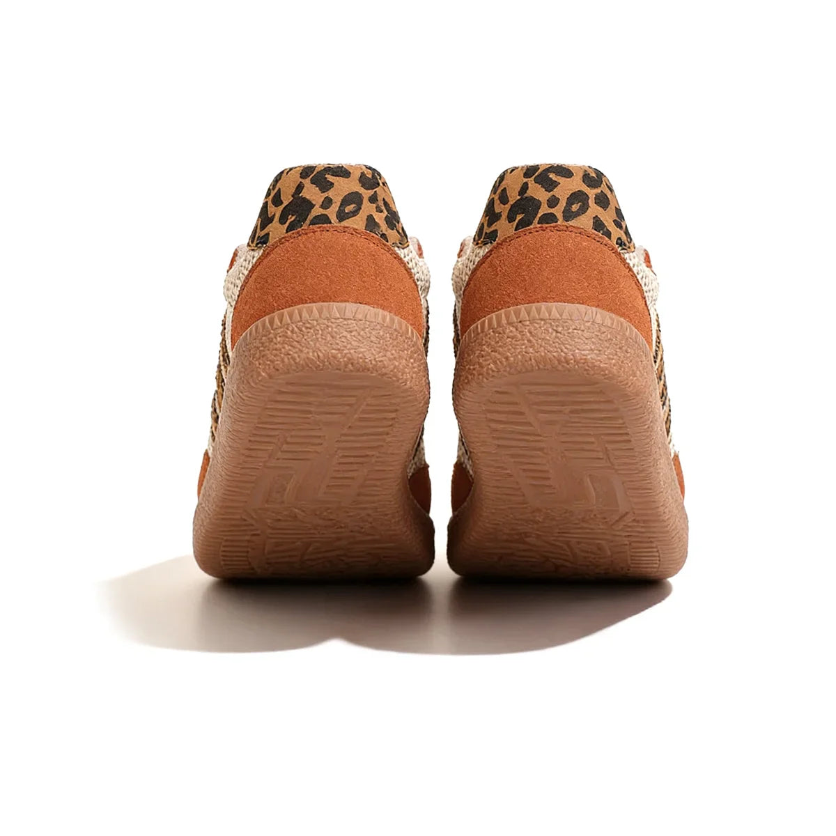 Retro bruin/beige sneakers met luipaardprint