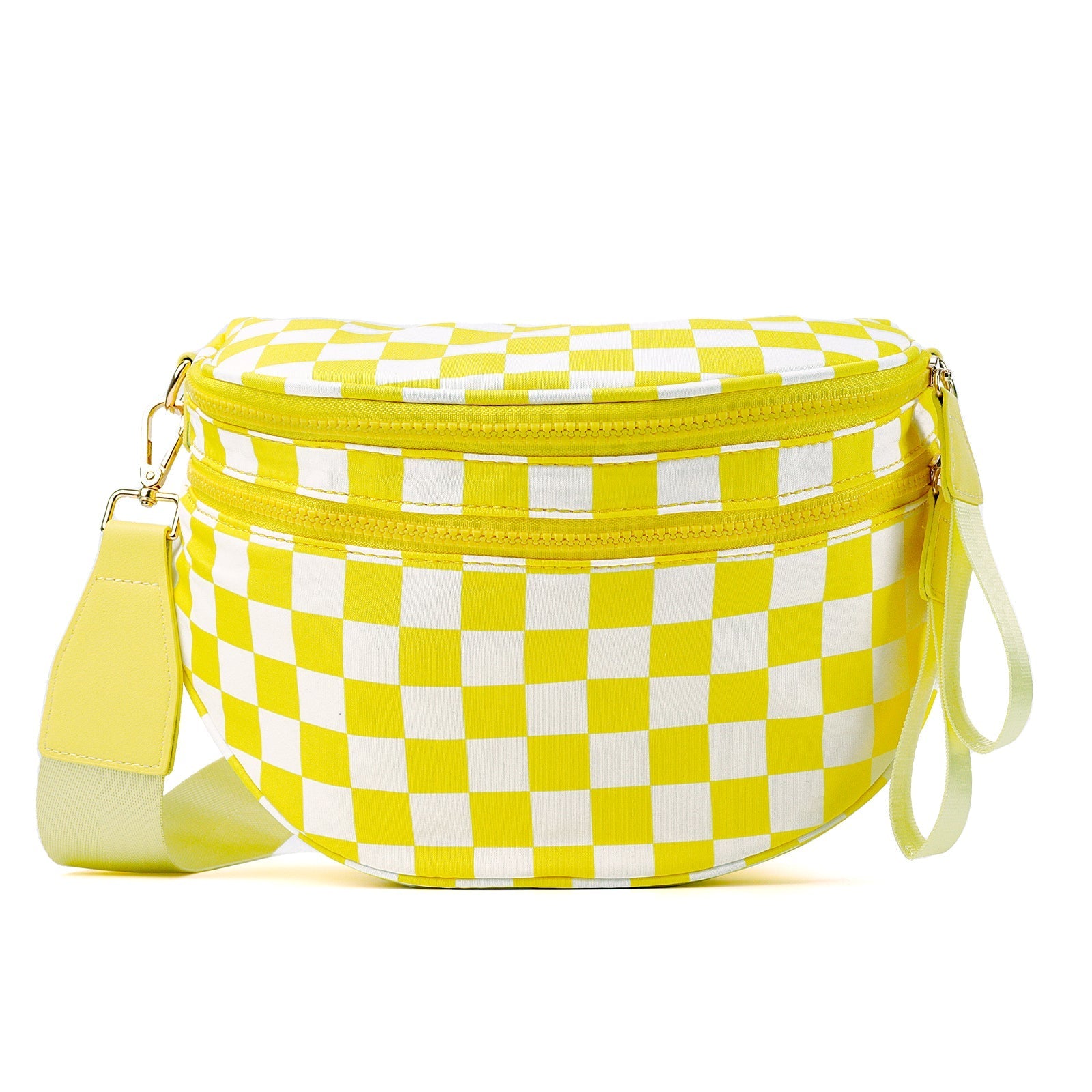 Geruite Crossbody Riemtas voor Dames - Ruime Heuptas voor Moeders & Dagelijks Reizen
