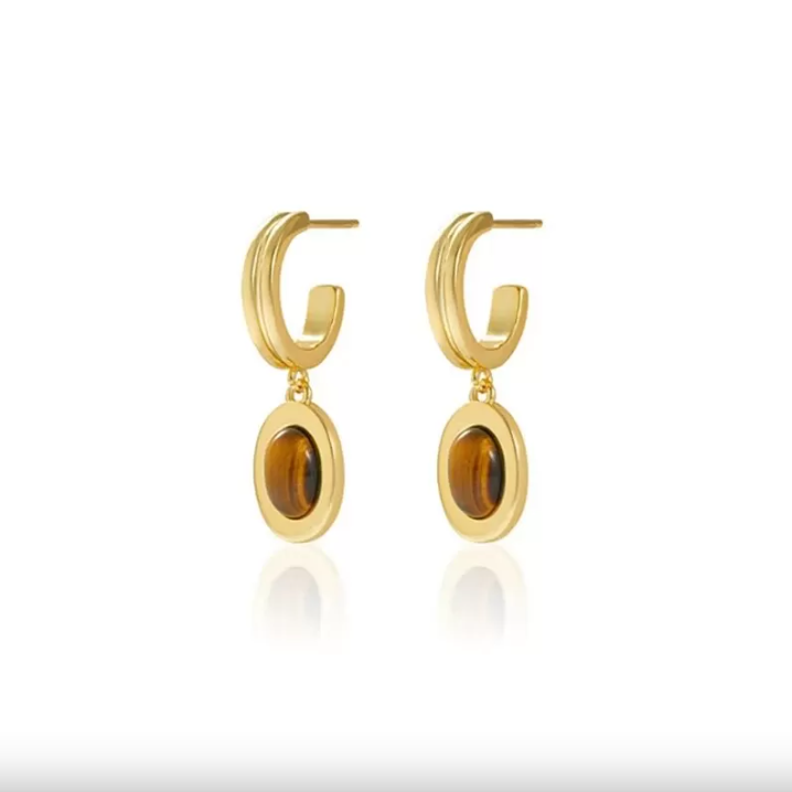 Brinco de Pedra Natuurlijke essentie Banhado a Ouro 18k - ByFirenzzi