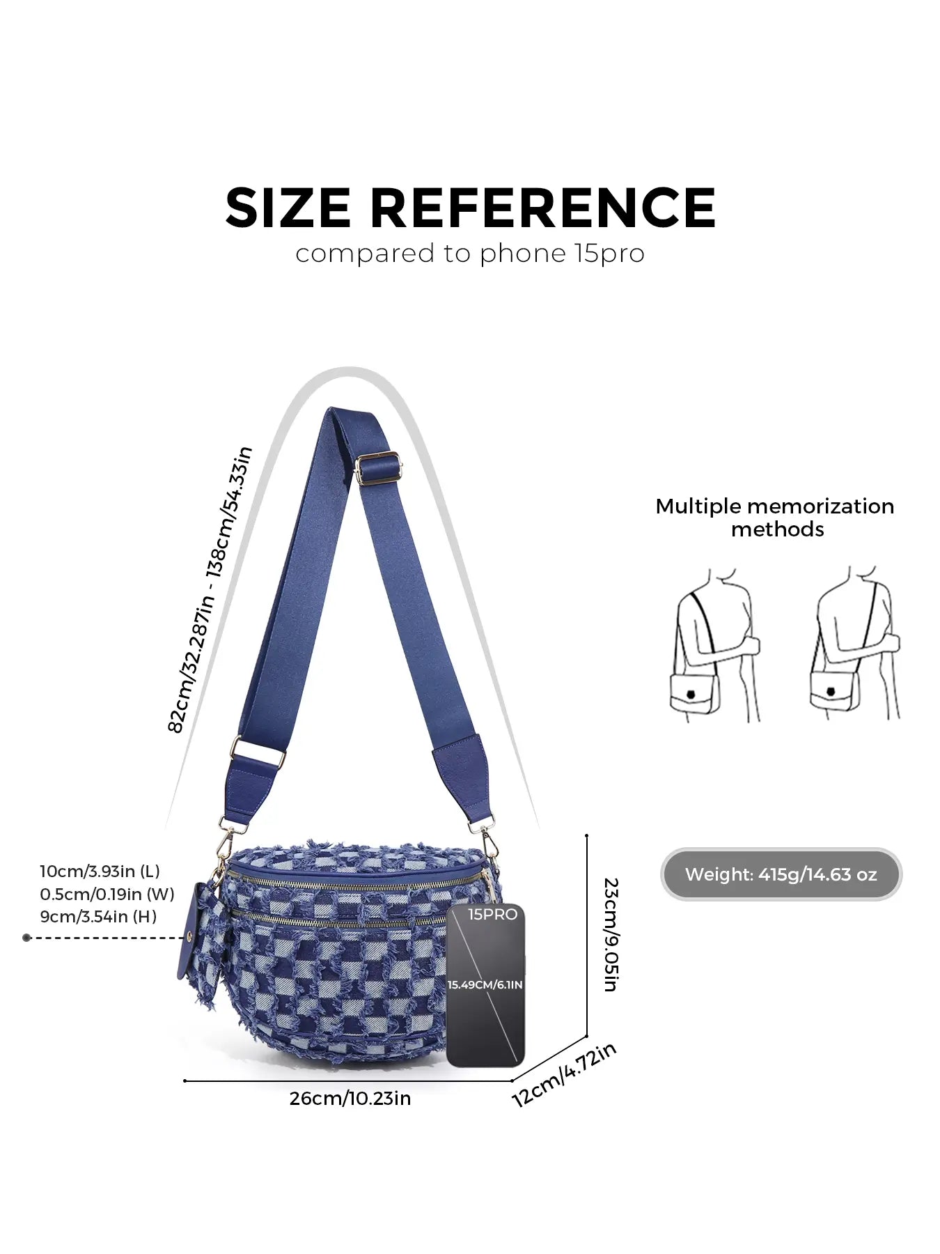 Geruite Crossbody Riemtas voor Dames - Ruime Heuptas voor Moeders & Dagelijks Reizen