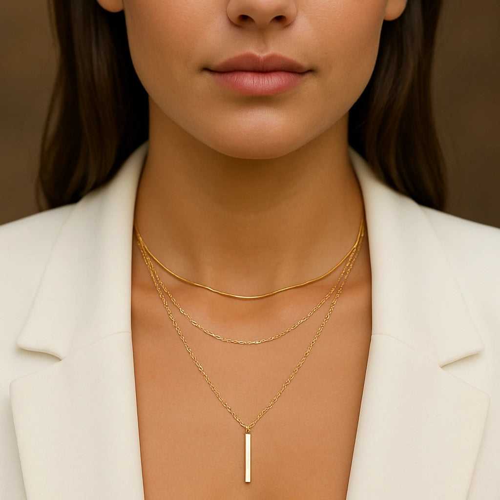 Celina-ketting – 18k vergulde meerlaagse hanger in minimalistisch staafdesign – ByFirenzzi