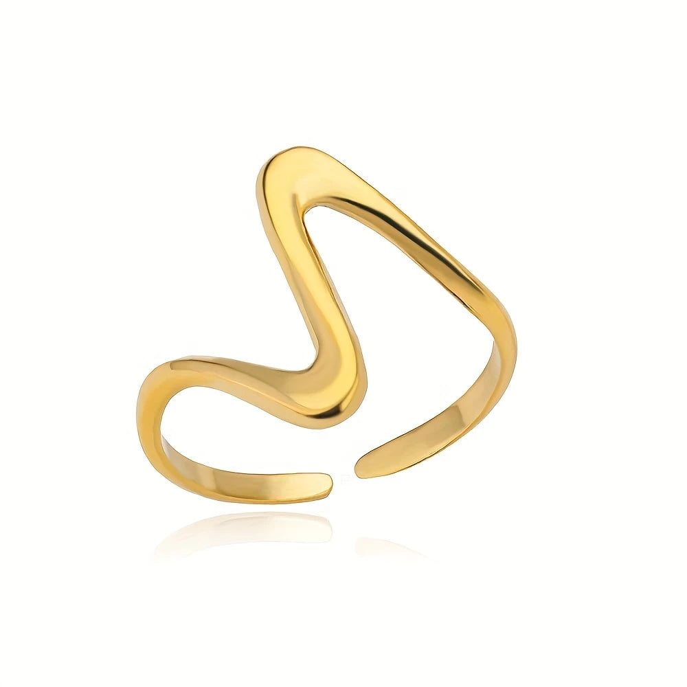 18k vergulde manchetring Liora in moderne golfstijl – ByFirenzzi