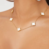Colar Trevo Multiplo in Branco en Banhado a Ouro 18k - ByFirenzzi 