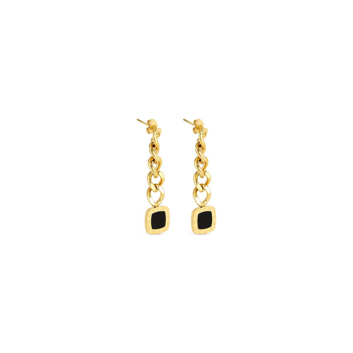 Brincos Pendente Ônix Banhado a Ouro 18k - ByFirenzzi