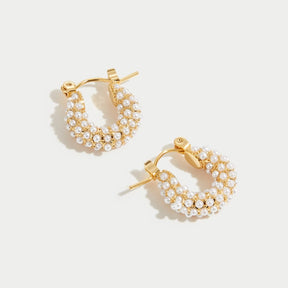 Hoop Earrings with Pearls 18k Gold-Plated - ByFirenzzi