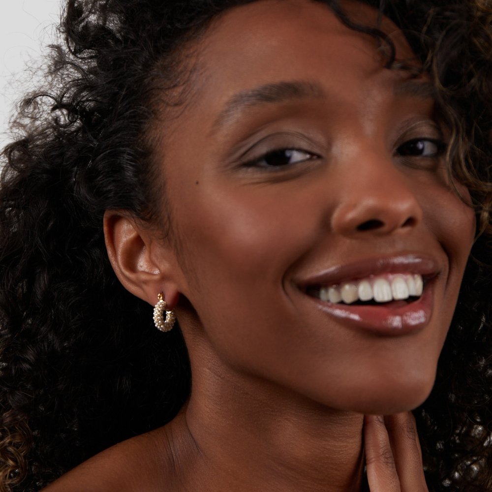 Hoop Earrings with Pearls 18k Gold-Plated - ByFirenzzi