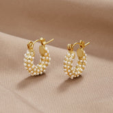 Hoop Earrings with Pearls 18k Gold-Plated - ByFirenzzi