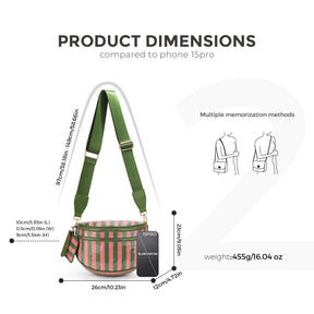 Geruite Crossbody Riemtas voor Dames - Ruime Heuptas voor Moeders & Dagelijks Reizen