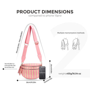 Geruite Crossbody Riemtas voor Dames - Ruime Heuptas voor Moeders & Dagelijks Reizen