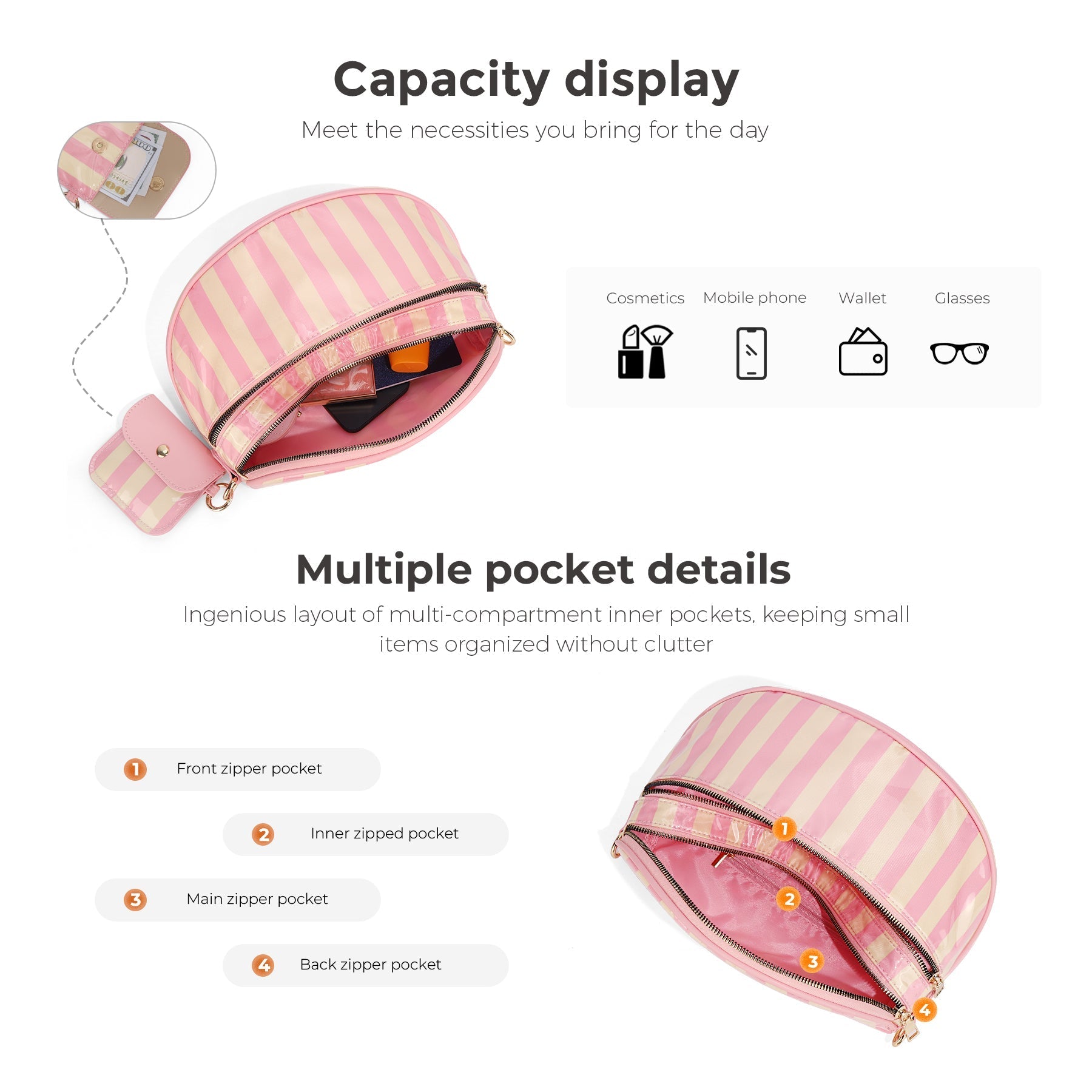 Geruite Crossbody Riemtas voor Dames - Ruime Heuptas voor Moeders & Dagelijks Reizen