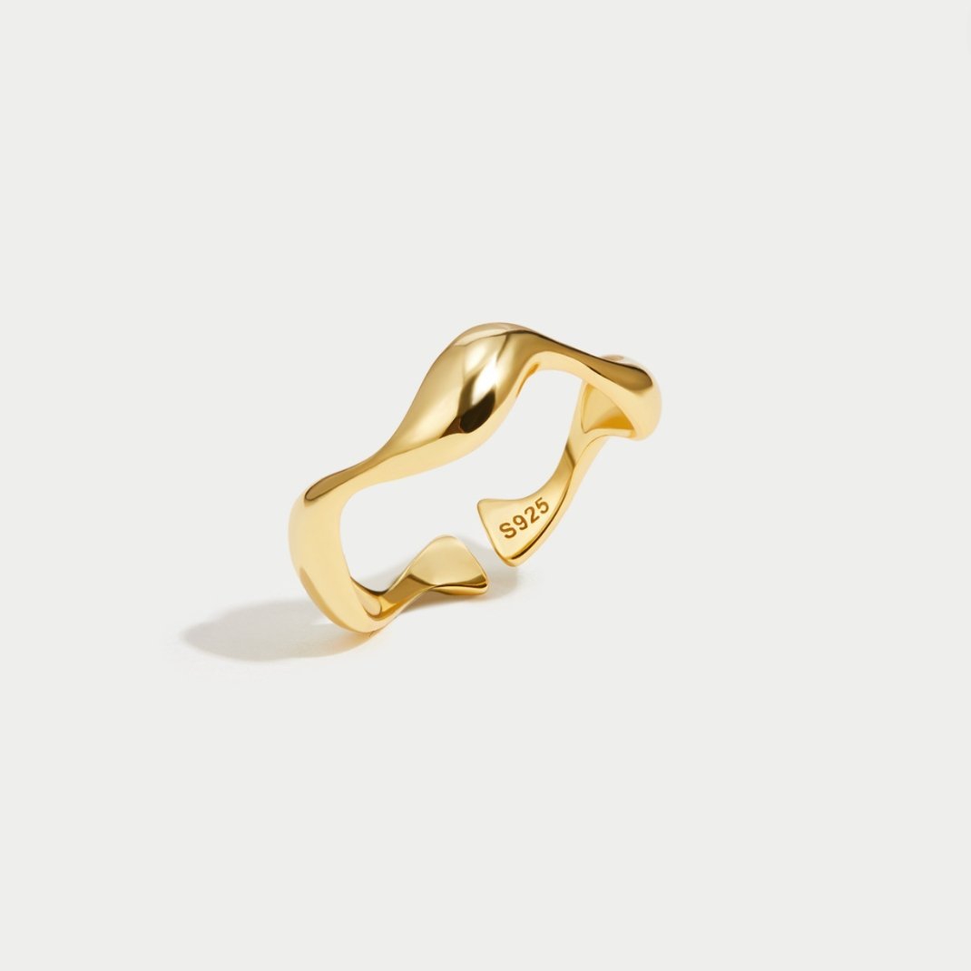 18k vergulde ring met golfmotief – ByFirenzzi