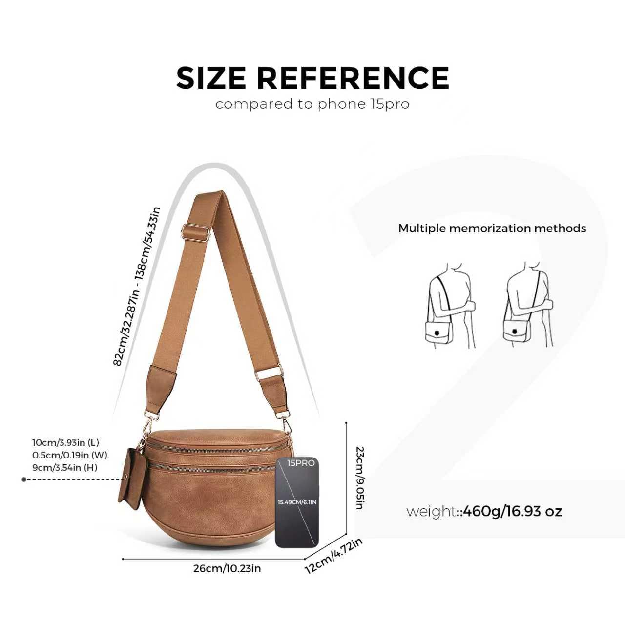 Geruite Crossbody Riemtas voor Dames - Ruime Heuptas voor Moeders & Dagelijks Reizen