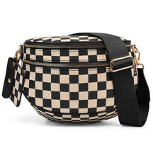 Geruite Crossbody Riemtas voor Dames - Ruime Heuptas voor Moeders & Dagelijks Reizen