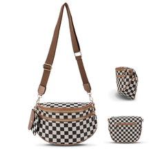 Geruite Crossbody Riemtas voor Dames - Ruime Heuptas voor Moeders & Dagelijks Reizen