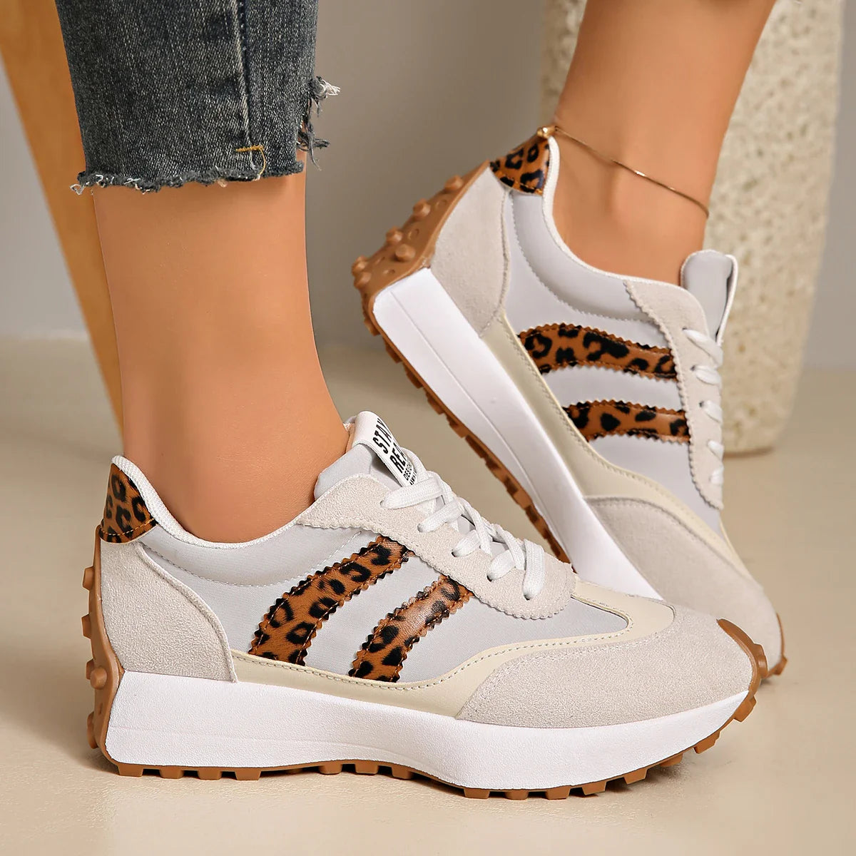 CloudLane Stripe Casual | Luipaardprint Off-White 