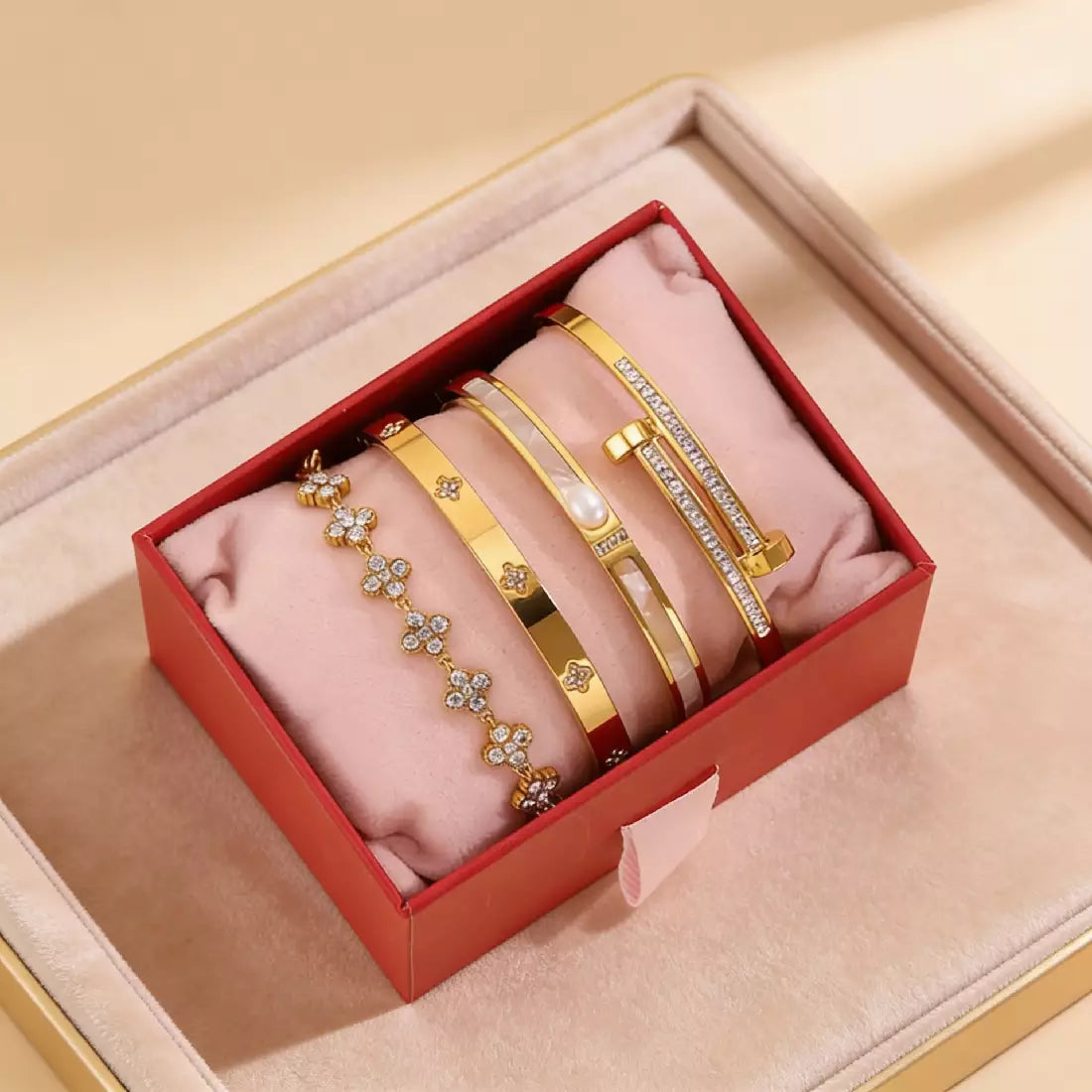 4-Piece Stainless Steel Bracelet Gift Set