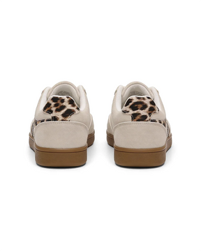 Harbor Court beige sneakers met luipaardprint en rubberen zool