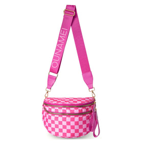 Geruite Crossbody Riemtas voor Dames - Ruime Heuptas voor Moeders & Dagelijks Reizen