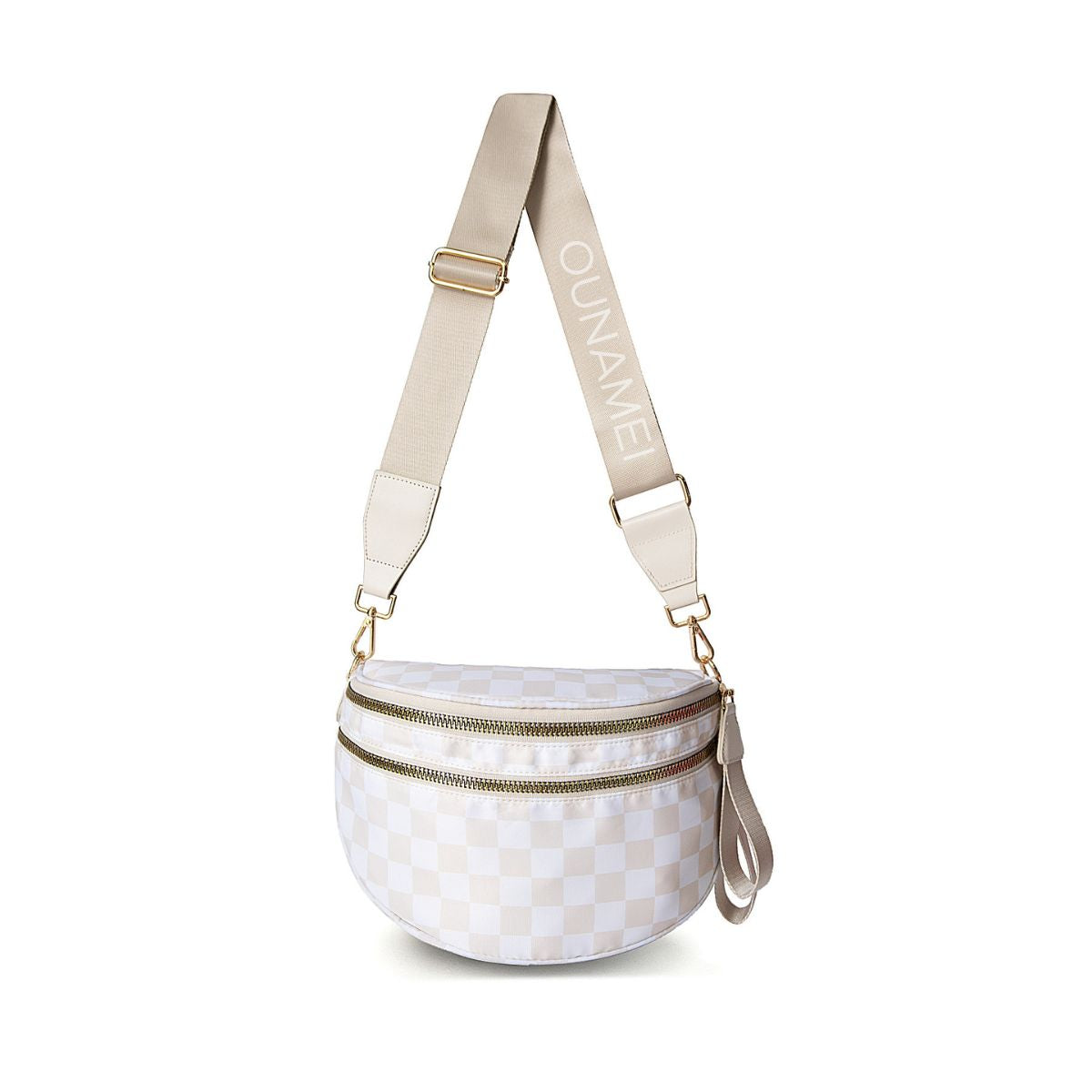 Geruite Crossbody Riemtas voor Dames - Ruime Heuptas voor Moeders & Dagelijks Reizen