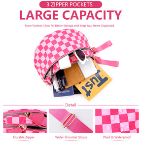 Geruite Crossbody Riemtas voor Dames - Ruime Heuptas voor Moeders & Dagelijks Reizen