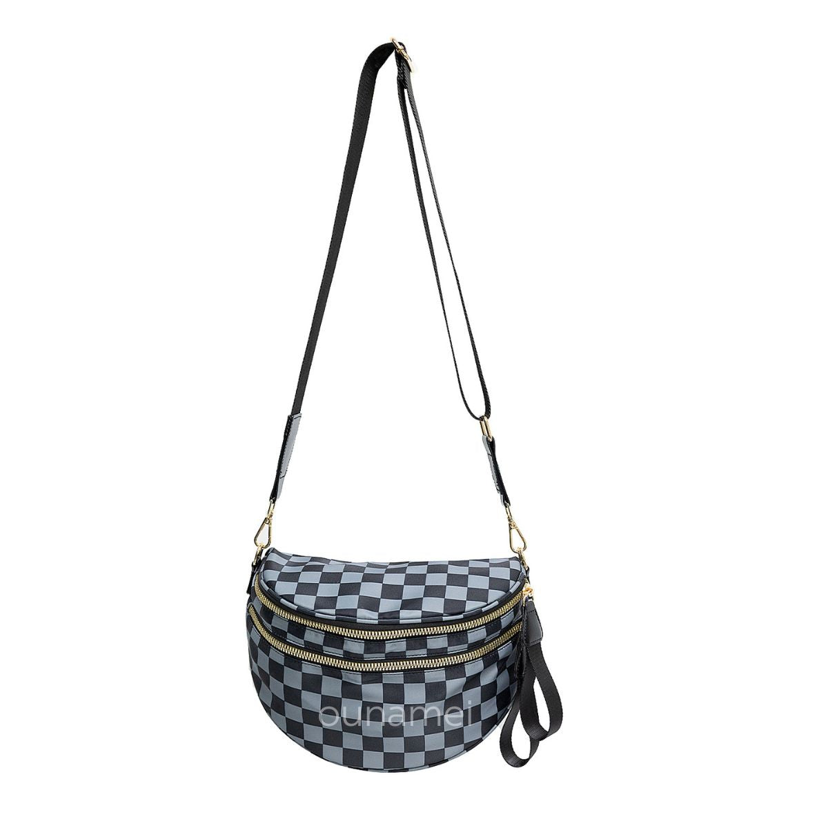 Geruite Crossbody Riemtas voor Dames - Ruime Heuptas voor Moeders & Dagelijks Reizen