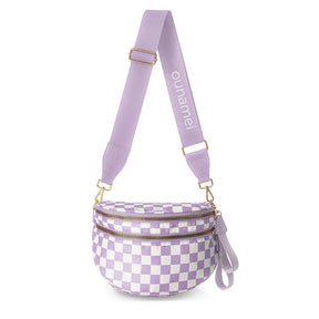 Geruite Crossbody Riemtas voor Dames - Ruime Heuptas voor Moeders & Dagelijks Reizen