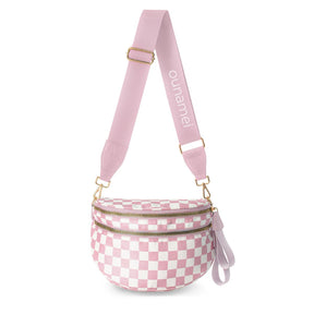 Geruite Crossbody Riemtas voor Dames - Ruime Heuptas voor Moeders & Dagelijks Reizen