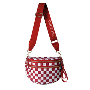 Geruite Crossbody Riemtas voor Dames - Ruime Heuptas voor Moeders & Dagelijks Reizen