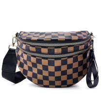 Geruite Crossbody Riemtas voor Dames - Ruime Heuptas voor Moeders & Dagelijks Reizen