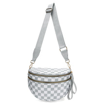 Geruite Crossbody Riemtas voor Dames - Ruime Heuptas voor Moeders & Dagelijks Reizen