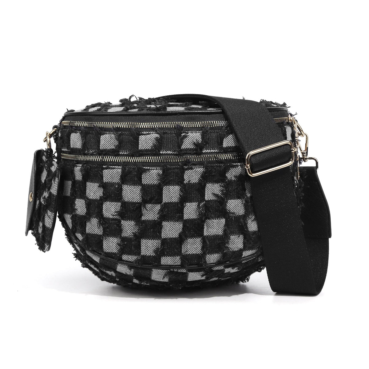 Checkered Crossbody Belt Bag for Women - Spacious Bum Bag for Moms & Daily Travel
