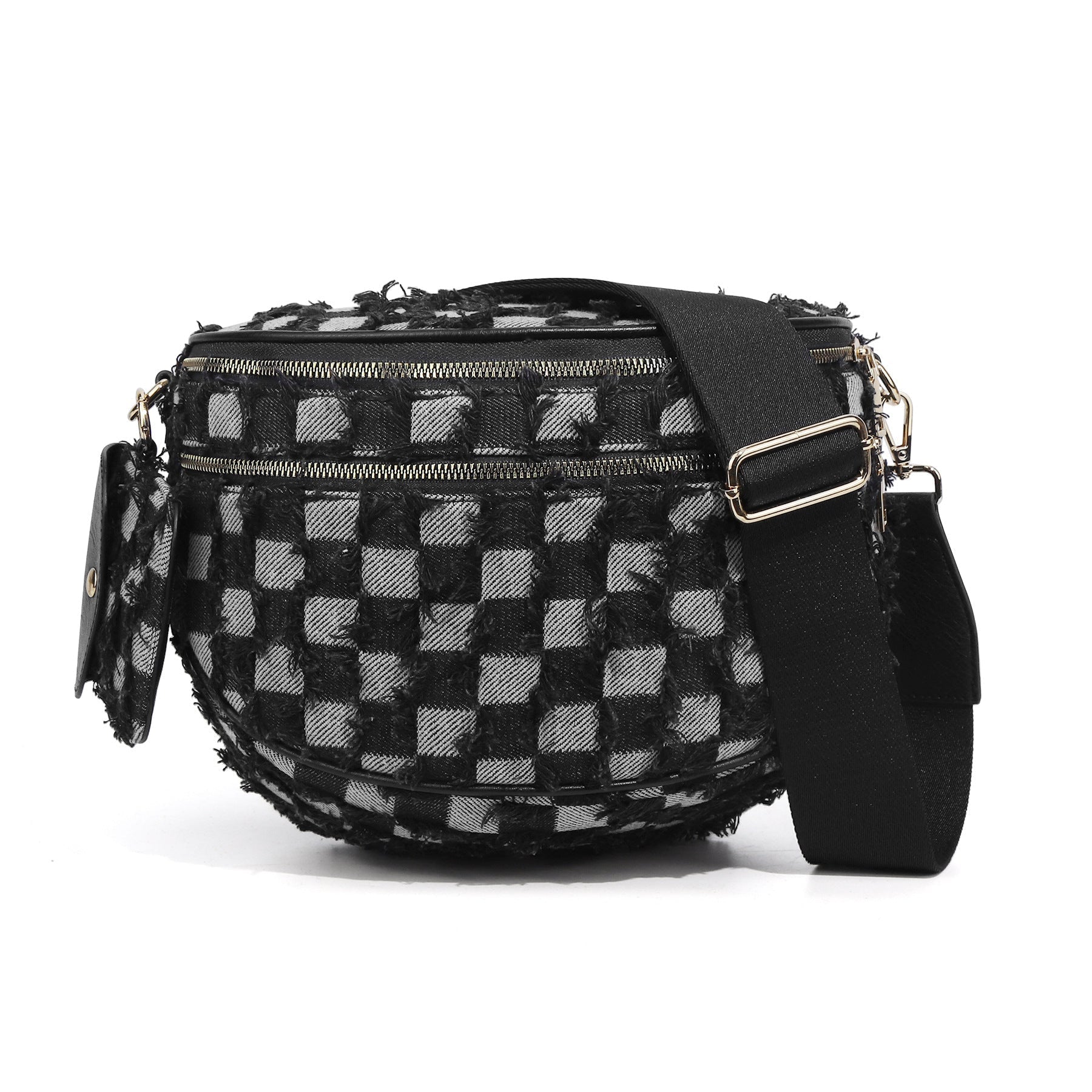 Geruite Crossbody Riemtas voor Dames - Ruime Heuptas voor Moeders & Dagelijks Reizen