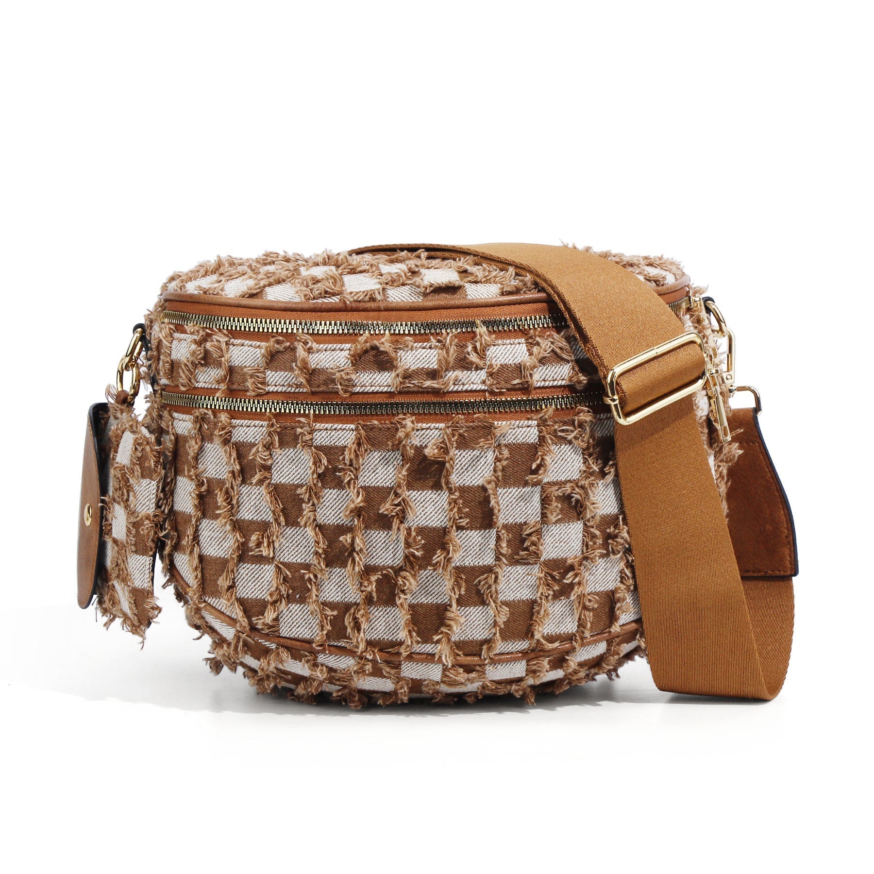 Geruite Crossbody Riemtas voor Dames - Ruime Heuptas voor Moeders & Dagelijks Reizen